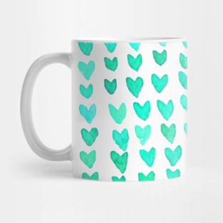 Brush stroke hearts - turquoise Mug